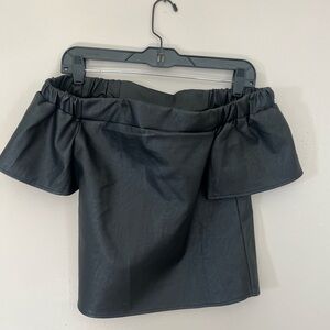 Vegan leather off the shoulder crop top size small
